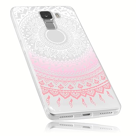 mumbi Schutzhülle Huawei Honor 7 Hülle im Mandala Design in transparent rosa