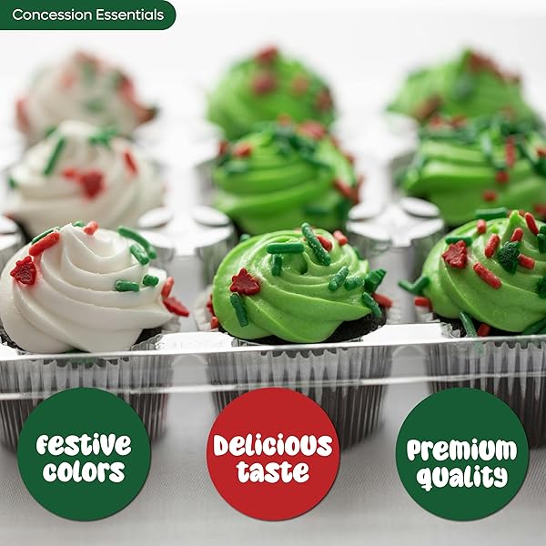 CONCESSION ESSENTIALS CHRISTMAS SPRINKLES, 1LB CONTAINER, RED, GREEN, WHITE COLORS