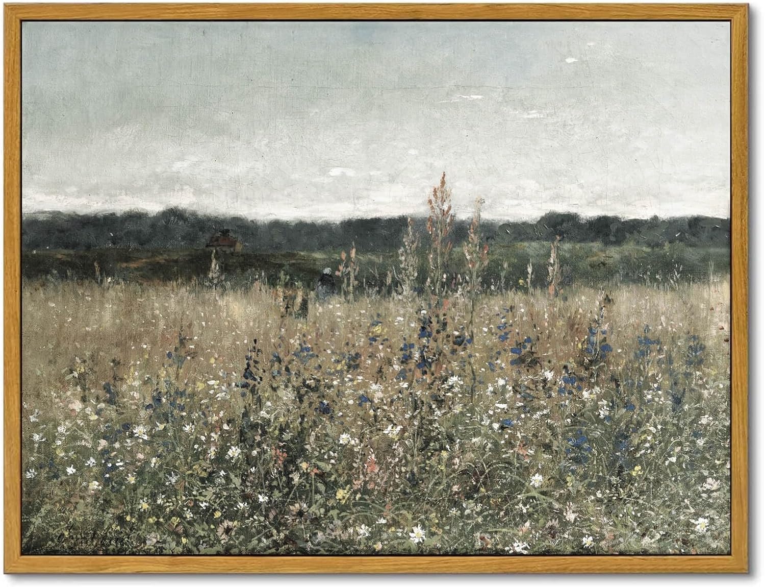 Wall Décor - WITCOLOR Framed Large Canvas Wall Art, 12×16in Vintage Wall Art Decor for Living Room Retro Nature Floral Wood Wall Art Prints Classical Flower Painting for Bedroom Office Home Decoration