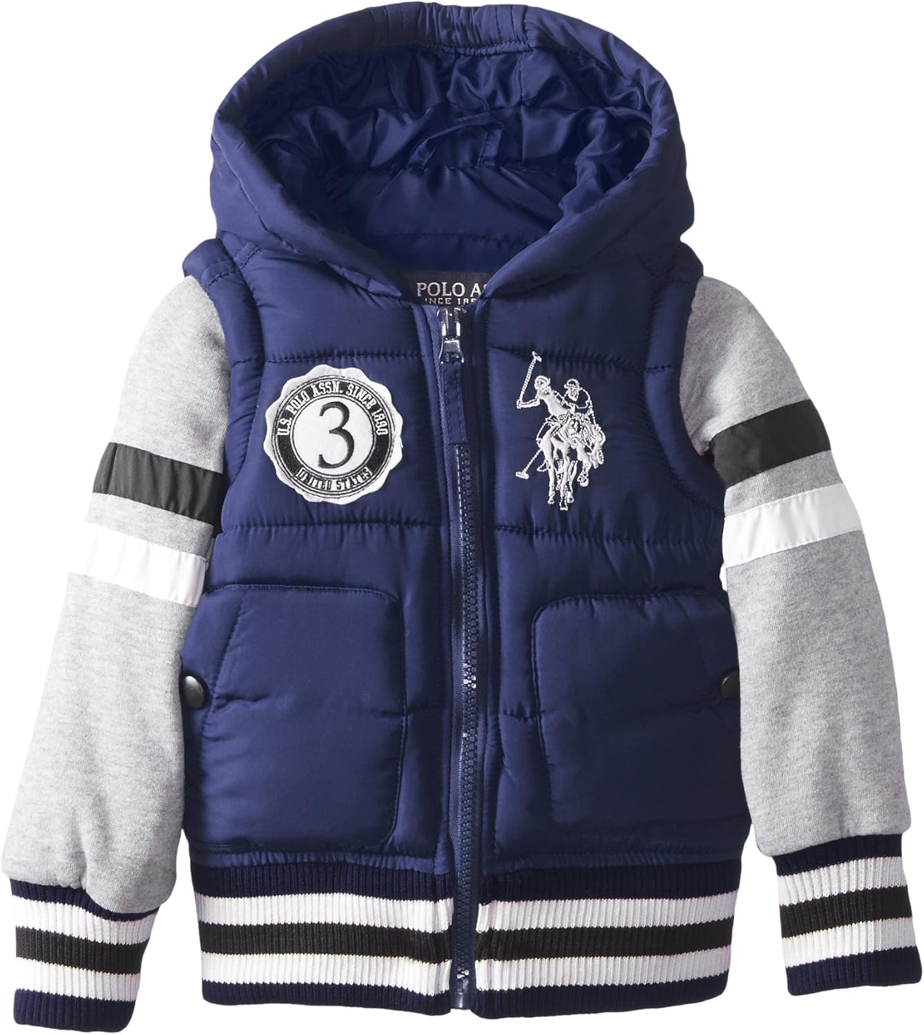 Amazon.com: U.S. Polo Assn. Boys' Bubble Vest with Fleece Sleeves: Clothing