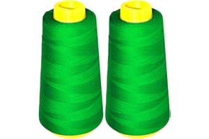 Mandala Crafts Mercerized Cotton Thread for Sewing Machine - 50 WT Cotton Threads for Quilting Thread - 2400 Yds Green Thread Cotton Cone Thread for Serger Embroidery