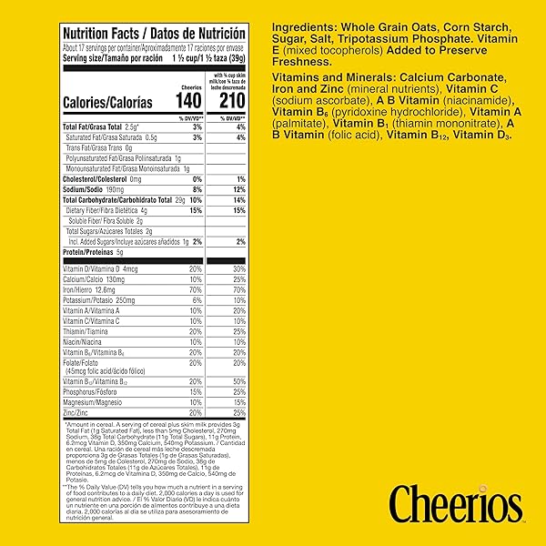 CHEERIOS, HEART HEALTHY GLUTEN FREE BREAKFAST CEREAL, MEGA SIZE, 24 OZ