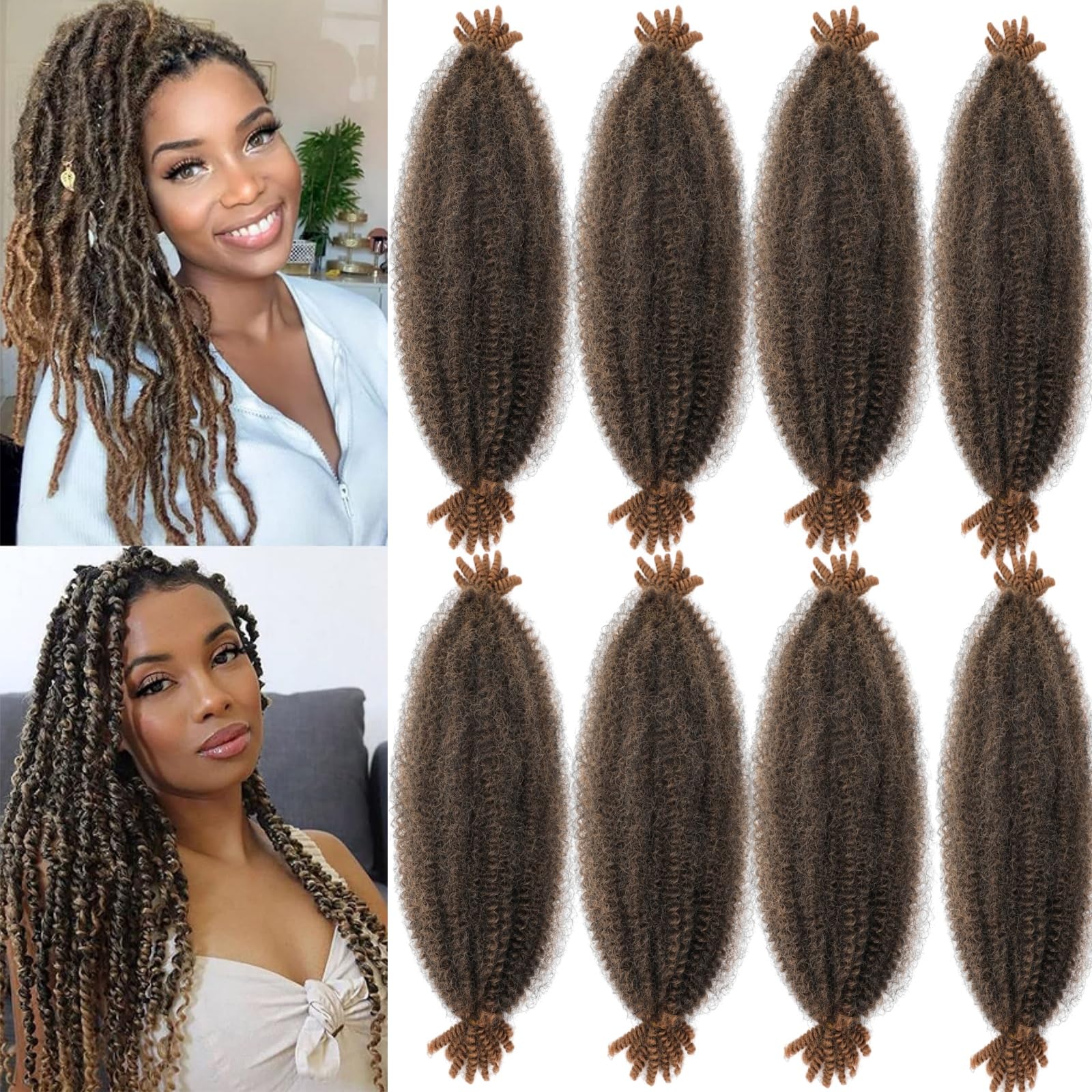 Photo 1 of Springy Afro Twist Hai 8 Packs 16 Inch Springy Twist Hair - Afro Twist Hair For Soft Locs Marley Twist Braiding Hair Twist Extensions (T/27#?