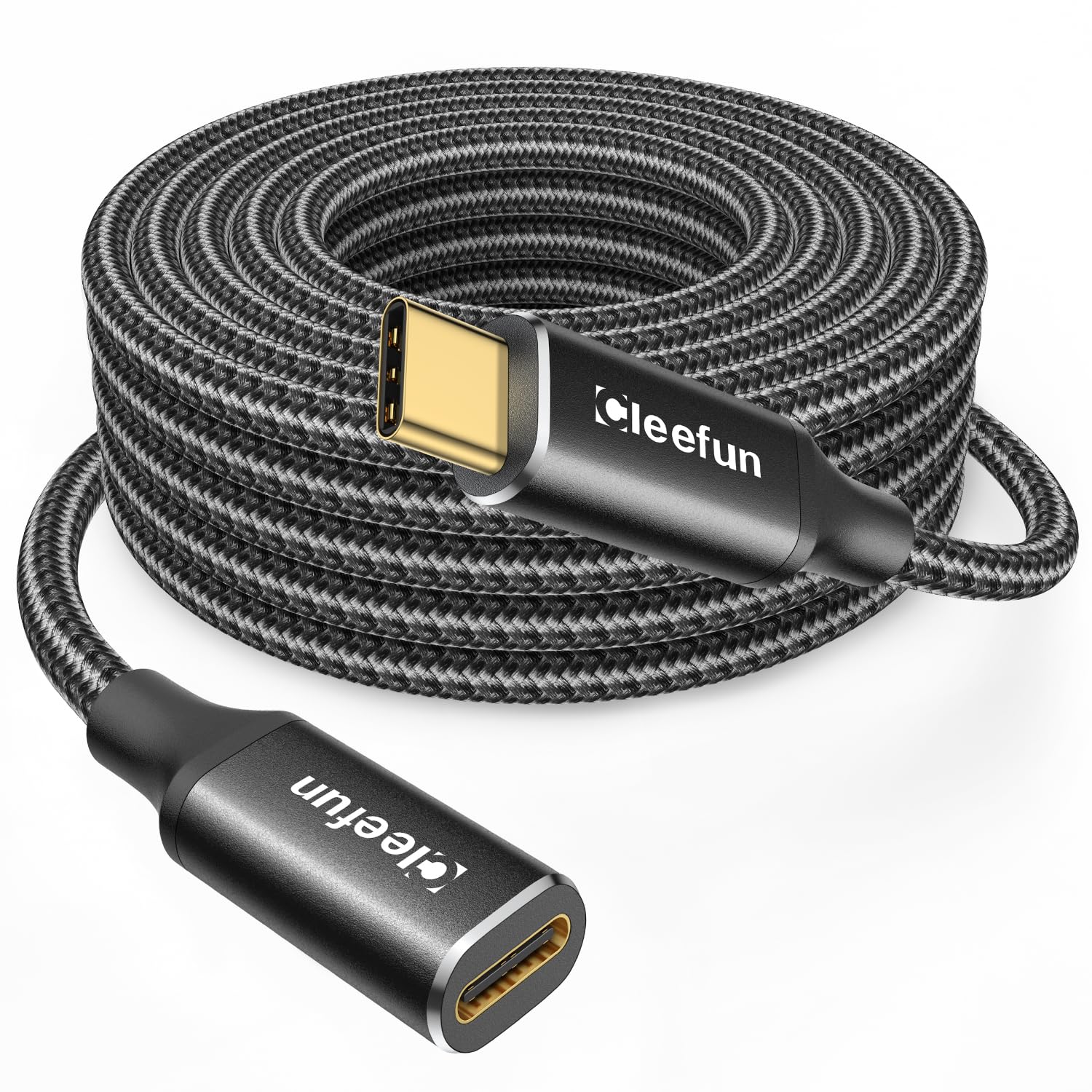 CLEEFUN USB C Extension Cable 3m,New USB 3.2/5Gbps 4K Video 100W C to C Fast Charging & Sync Nylon Male to Female Extender Cord for iPhone 17 16 15 + pro,MacBook iPad/Pro,Galaxy S25 S24 S23,USB-C Hub