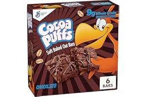 Cocoa Puffs Soft Baked Oat Bars, Chewy Chocolate Flavored Snacks, Made With Whole Grain, 5.76 oz (6 Bars)