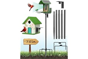 VIUBIRD Bird Feeder Pole – 75 Inch Height Bird House Pole with 1-Inch Dia Heavy Duty for Birdfeeders, Feeding Stand with Mount Kit for Outdoor, Slip-Fit Connection, Black