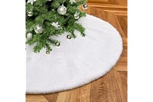 B-COOL Christmas Tree Skirt 24 Inch Tree Skirt Xmas Gift White Faux Fur Tree Skirt for Holiday Party Ceremony Christmas Tree Decorations