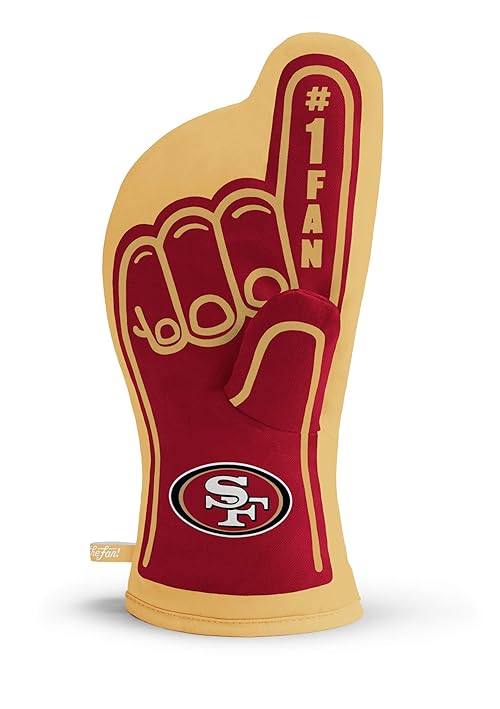 YouTheFan San Francisco 49ers #1 Oven Mitt - 100% Cotton, Red, 13.25" x 6.5" NFL Team Logo Oven Mitt