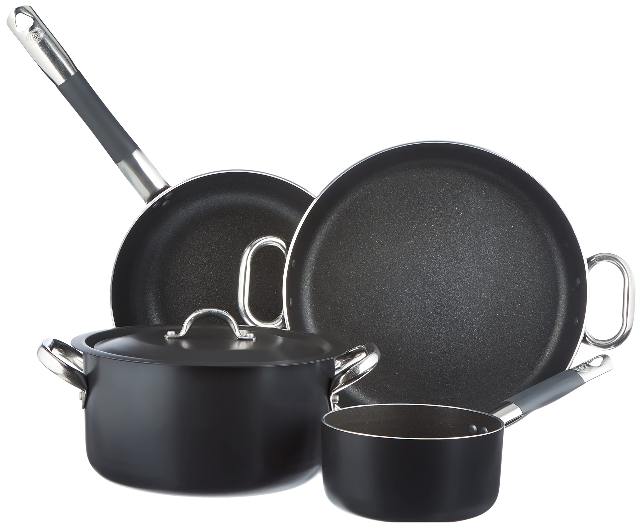 Pentole Agnelli ALSASETALBLACK4 All Black Set for 4 People, 3 mm, 5 Pieces