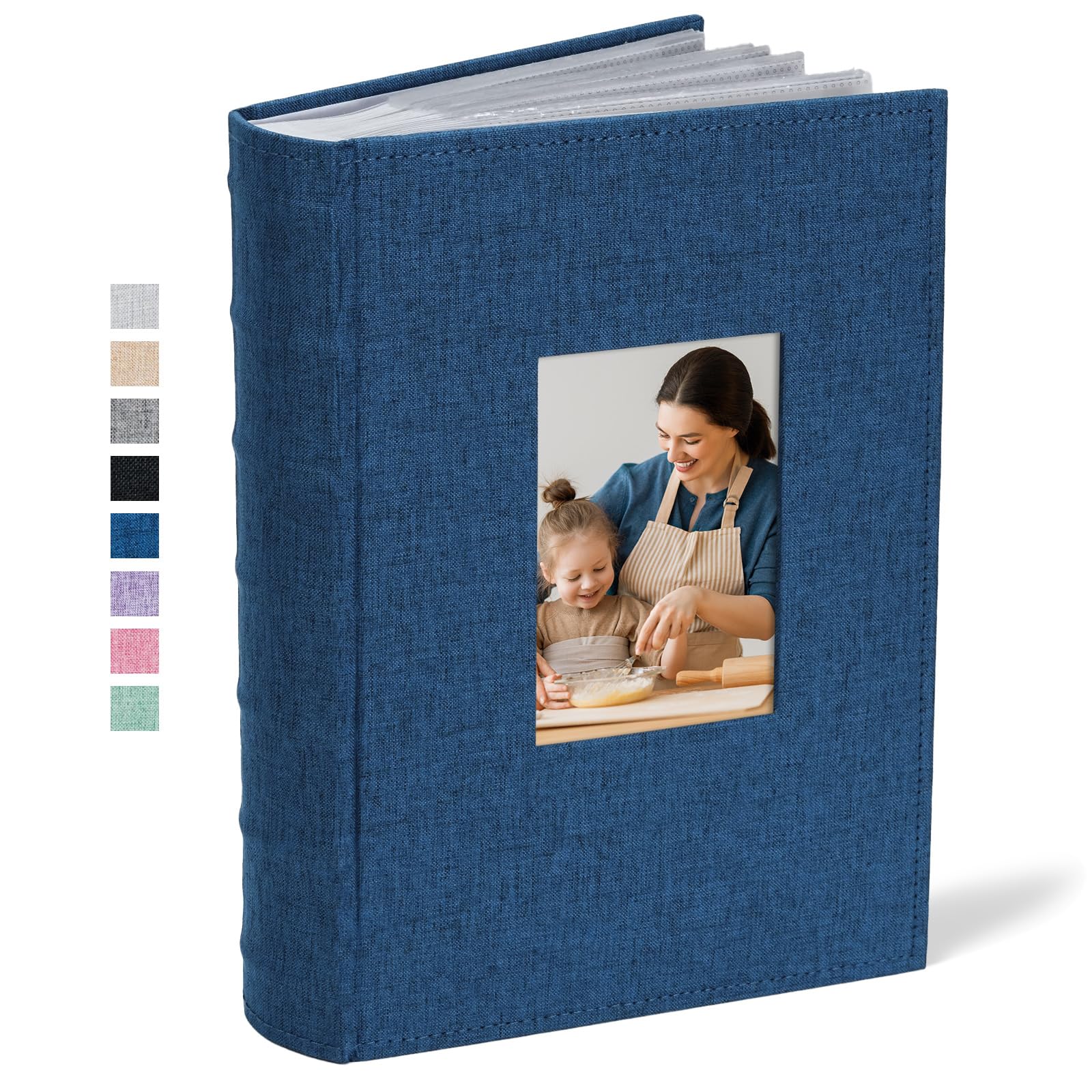 Vienrose Photo Albums 6x4 (15x10 cm) 300 Pockets Linen Cover with Memo Spaces Photobook Large Capacity Pictures Album Memory Book for Wedding, Family, Baby, Holidays, Special Occasions, Blue