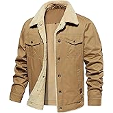 NAVEKULL Men's Warm Winter Jacket Thick Cotton Fleece Lined Work Coat Thermal Lapel Sherpa Cargo Trucker Jacket
