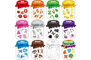 12 Pieces Magnetic Color Sorting Toys, 60 Color, Number & Math Symbol Magnets Early Educational Sorting Set for Refrigerator 