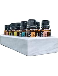 Luxurious Essential Oil Holder Case - 100% Onyx Marble - Free Matching Oil Tray - Holds 12, 15ml Bottles - Storage And Display for Your Oils - Professional Quality And Design (Gray Marble)