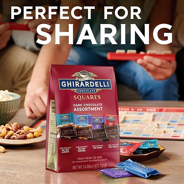 GHIRARDELLI PREMIUM DARK CHOCOLATE SQUARES ASSORTMENT, 11.3 OZ BAG (PACK OF 3), PREMIUM ASSORTED DARK CHOCOLATE CANDY INDIVIDUALLY WRAPPED