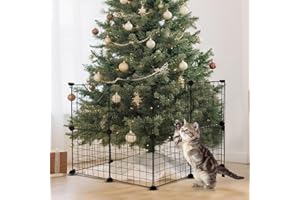 Yalikop 16 Pieces Christmas Tree Fences, Height 24 Inch Metal Christmas Tree Fence Barrier for Pets Dog Cat Xmas Black Gate for Holiday Office Home Decorations