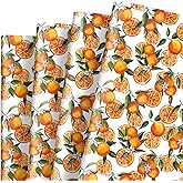 Orange Wrapping Paper Watercolor Citrus Fruit Gift Wrap Paper Bulk Folded Flat Tangerine Art Paper for Birthday Baby Shower DIY Crafts Gift Wrapping, 19.7 x 27.6 Inch, 6 Sheets