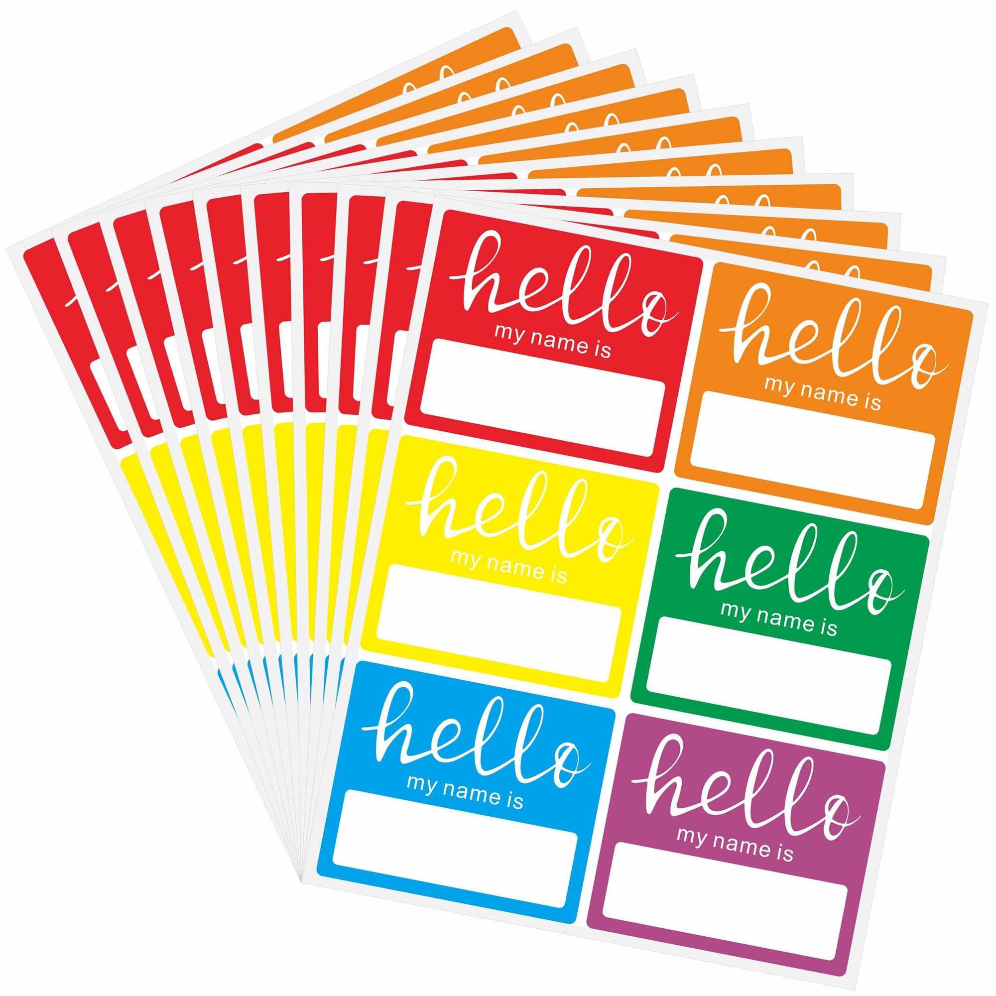 Hycodest 60 Labels 76x63mm Hello My Name is Sticker Tags Sticky Visitor Labels for Clothes Office and School (Big Hello)