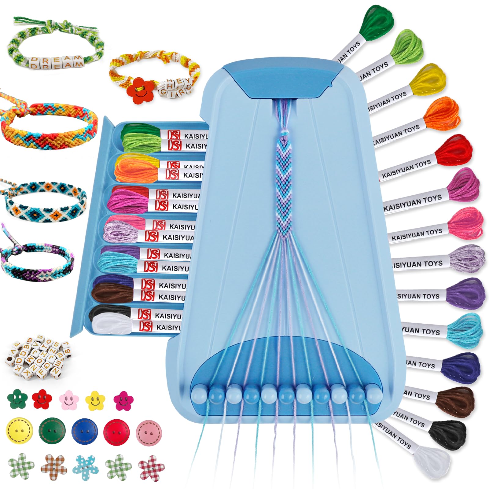 Arts and Crafts for Kids Ages 8-12,Friendship Bracelet Making Kit for Girl,Kids Jewelry Making Kit with 28 Pre-Cut Threads,Christmas Birthday Gifts for Ages 6 7 8 9 10 11 12 Year Old (Light Blue)