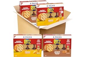 RITZ Peanut Butter and Cheese Sandwich Crackers Variety Pack, Lunch Snacks, 32 Snack Packs (6 Crackers Per Pack)