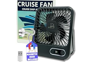NORDMOOSE Cruise Fan Cabin Approved - Magnetic Hook Included To Hang On Walls - Portable USB Rechargeable & Plug-In, Timer Function & 5-Speed Adjustable, White Noise, Long Battery Life, Perfect for 2025 Cruises