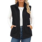 YUCOLEN Sherpa Fleece Vest for Women Sleeveless Lightweight Zip Up Outerwear Winter Warm Vest Jacket with Pockets