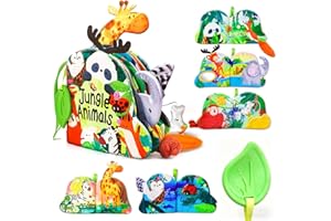 Jovow Baby Books 0-6 Months, Infant Tummy Time Sensory Teething Toys Baby Toys 6 7 8 9 10 12 Months, Touch and Feel Soft Cloth Book, 3D Crinkle Book Toy for Infant Newborn Boys Girls Early Learning