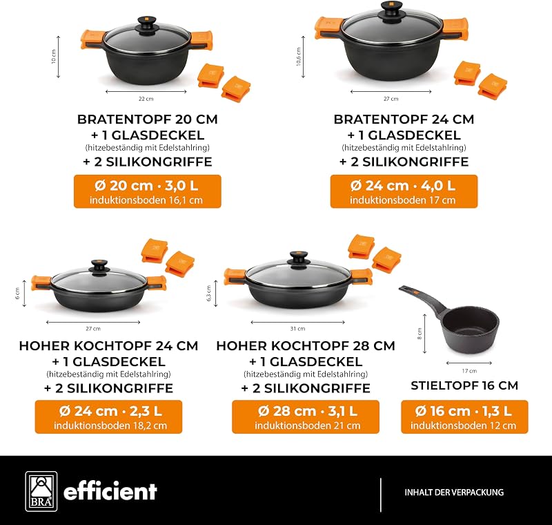 Efficient | Kochgeschirrset, Aluminiumguss, Antihaftbeschichtung