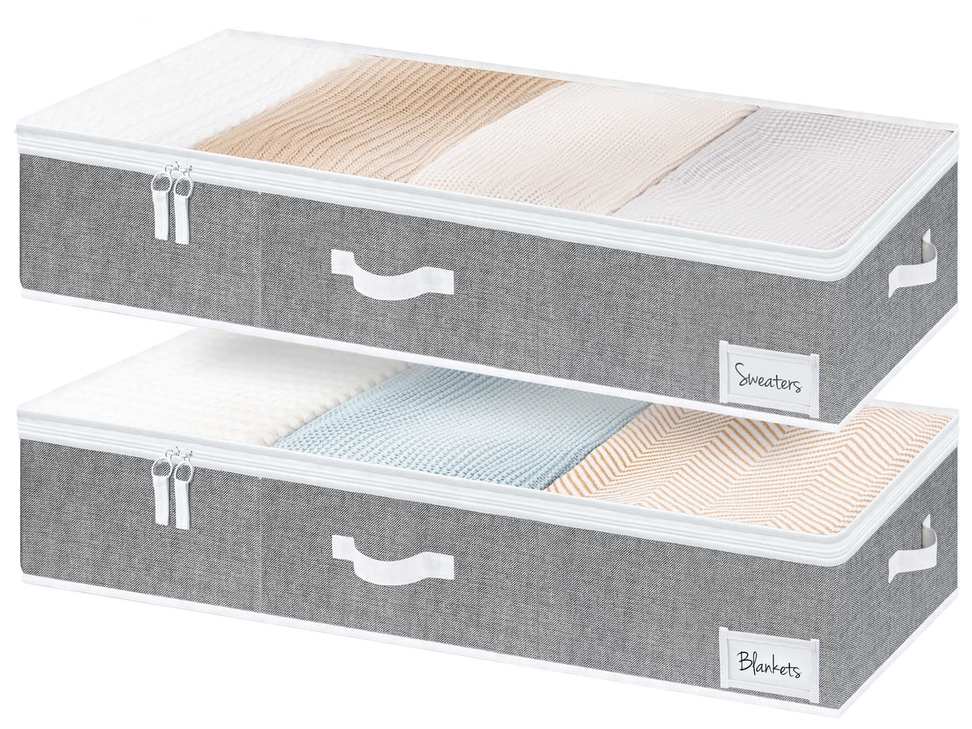 Photo 1 of StorageWorks Extra Large Under Bed Storage Containers with Handles and Label Holder, 2 Pack Ultra-thick Fabric Underbed Bins, Closet Organizer for Clothes, Blankets, Sweater