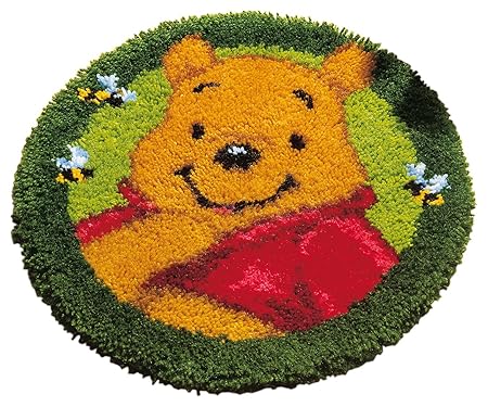 Vervaco Formteppich Winnie The Pooh Knüpfpackung zum Selbstknüpfen eines Teppichs, Stramin, weiß 50 x 50 x 0,3 cm