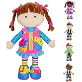 June Garden 15" Belle Montessori Learn-to-Dress Plush Doll | 7 hands-on fasteners build fine motor skills and dressing confidence; portable Montessori play for ages 18 months+