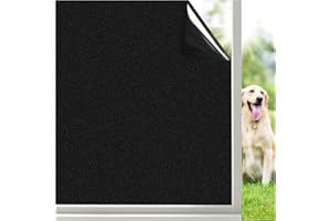 Coavas 100% Blackout Window Film UV Heat Blocking Window Privacy Film Room Darkening Frosted Glass Window Cover Static Cling Removable Window Tint for Home Day Sleep Bedroom (No Glue,17.5"W x 78.7"L)