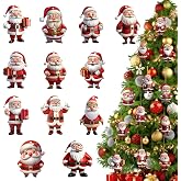 12 Pcs Christmas Tree Ornaments Funny Cartoon Santa Claus Designs Xmas Tree Hanging Decorations Cute Acrylic Craft Supplies Holiday Santa Claus Hanging Ornaments for Christmas Party Decoration