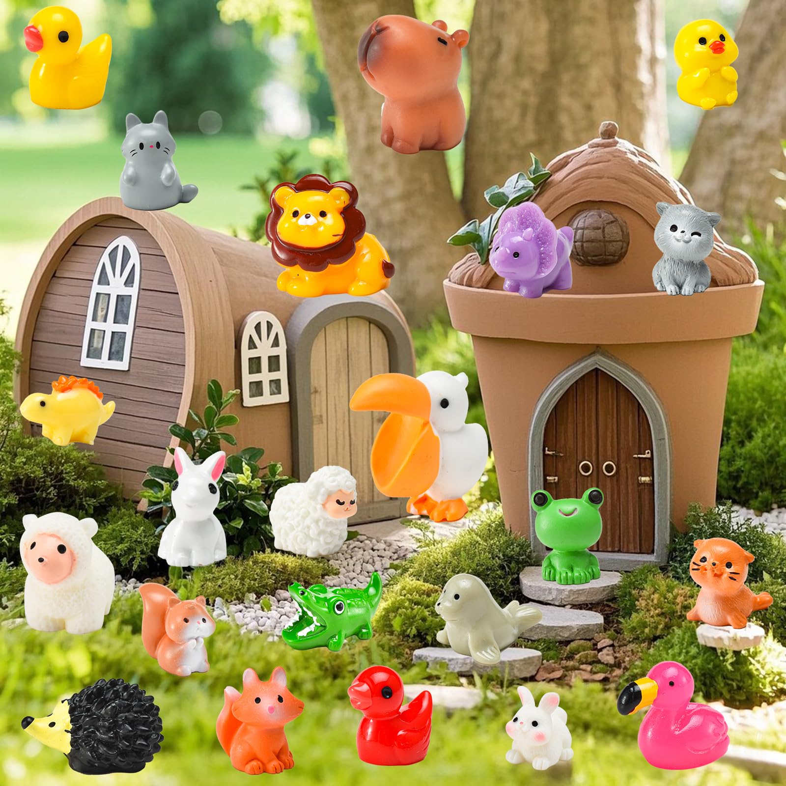 50 Pcs Mini Resin Animal Tiny Resin Animals Figurines Bulk Miniature Little to Hide Small Animal Figures Bulk for Micro Fairy Party Favors Garden Landscape Accessories Dollhouse Crafts Decor