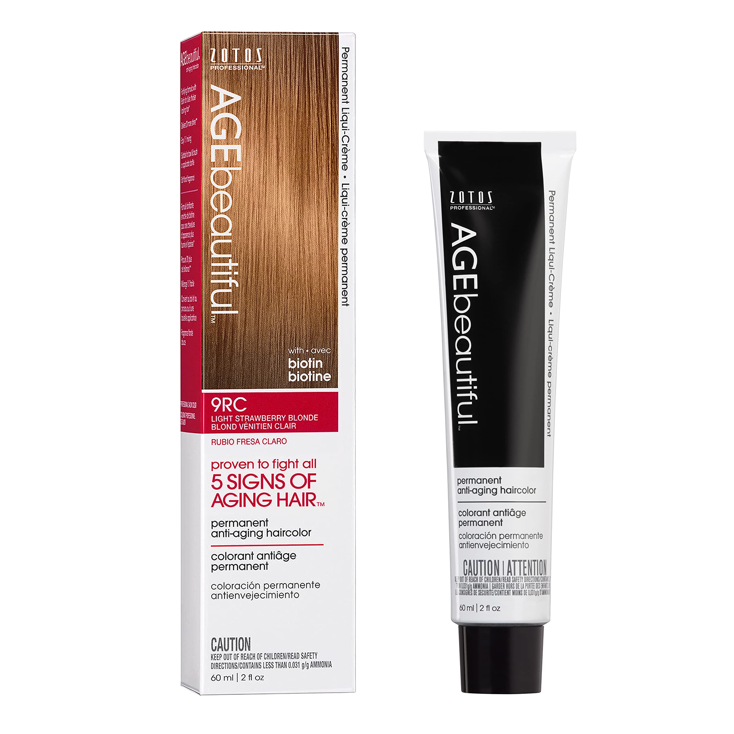Photo 1 of AGE beautiful Permanent Hair Color Dye Liqui Creme | 100% Gray Coverage | Anti-Aging Haircolor | Biotin for Thicker, Fuller Hair | Professional Salon Coloring | 9RC Light Strawberry Blonde