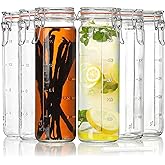 [Upgraded] 20 oz Glass Jars with Airtight Lids for Vanilla Extract, 6 Pack Glass Juice Bottles with 2 Measurement Marks, Glass Food Storage Canister Set For Beans, Spice, Tea, Drink, Milk. 600ML