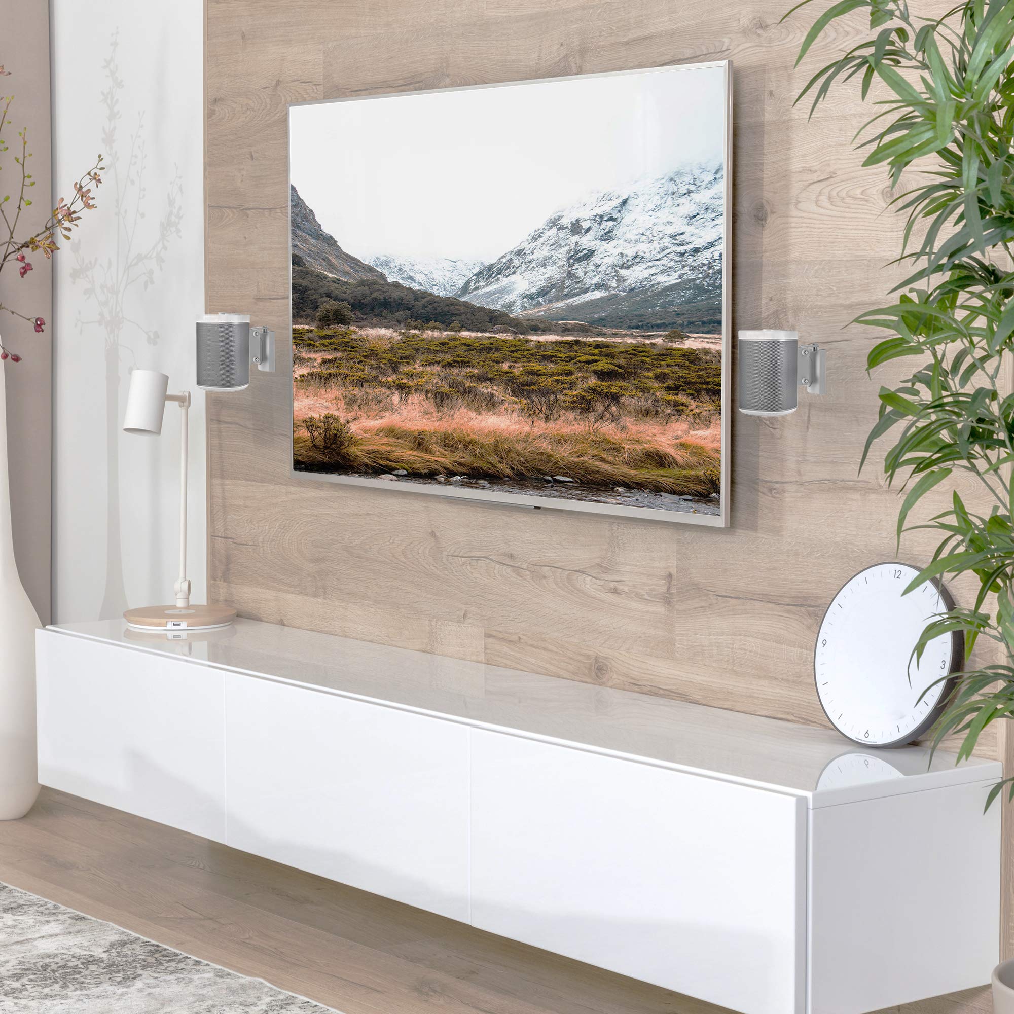 VIVO White Dual Wall Mount Brackets Designed for Sonos One, SL, and Play:1 Audio Speakers | Adjustable Mounting for 2 Sonos Speakers (MOUNT-PLAY1W)