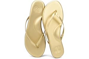 INMINPIN Flat Flip Flops with Arch Support for Women - Memory Foam Flats Summer Sandals 2025 - Ultra Comfort Vegan Leather Thong Sandals Summer Beach Slide