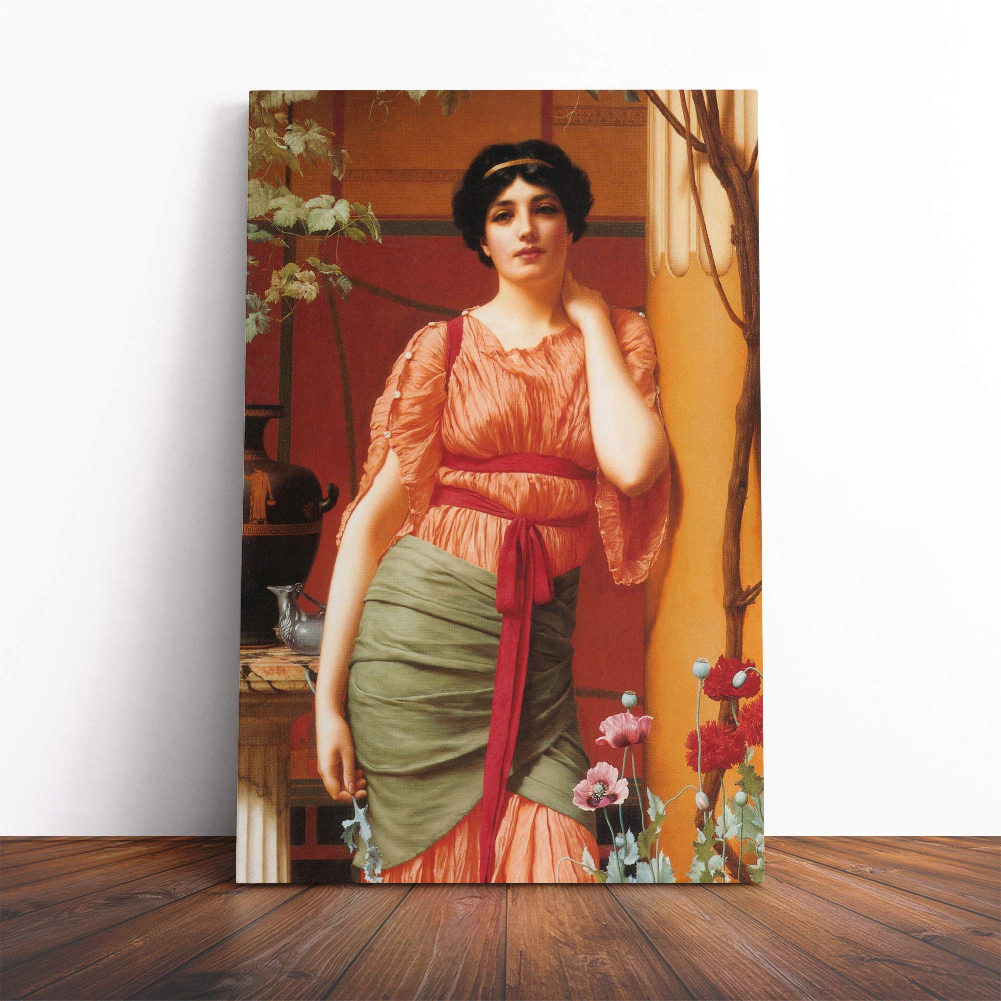 John William Godward Nerissa Canvas Print | Gallery Wrapped 30mm Frame Wall Art | 20x14 inches | Ready to Hang | Modern Picture | Living Room Bedroom Lounge Office