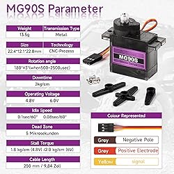 Miuzei MG90S 9G Micro Servo Motor Metal Geared