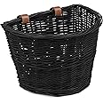 ProSource Wicker Bike Basket Front Cargo for Women and Men, Fits Most Bikes, Beach Cruiser, Stationary Bike, Ebike, Road Bike
