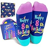 HAPPYPOP Birthday Gifts Ideas - Socks for Girls Boys Kids Age 3-12 with Greeting Card