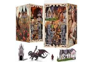 MiniCity DIY Book Nook Kit for Adults, 3D Wooden Puzzle Bookend Bookshelf Insert Decor with LED Light and Dust Cover (Sleeping Beauty)
