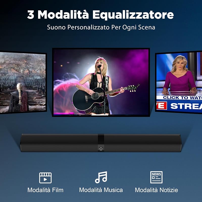 Barra de som para TV, barra de som divisível 2 em 1 com amplificação de voz, barra de som surround para cinema em casa, Bluetooth 5.3, 3 modos de equalização, ligação ARC/ótica/aux, 1pcs — foto 3 de 8