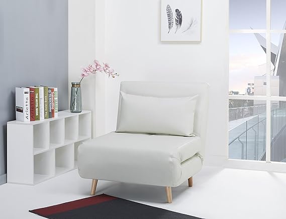 Schlafsessel Jugendsessel Gästebett Como Klappsessel Kunstleder weiß klein