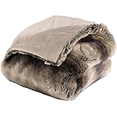 Lavish Home Faux Fur Throw Blanket - 60x70-Inch Twin Blanket for Couch, Bed, or Chair - Soft Throw with Plush Faux Fur Front and Warm Mink Back for Living Room, Bedroom, and Home Decor (Gray/Brown)