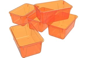 Storex Small Cubby Bin, 12.2 x 7.8 x 5.1 Inches, Candy Orange, 5-Pack (62479U05C)