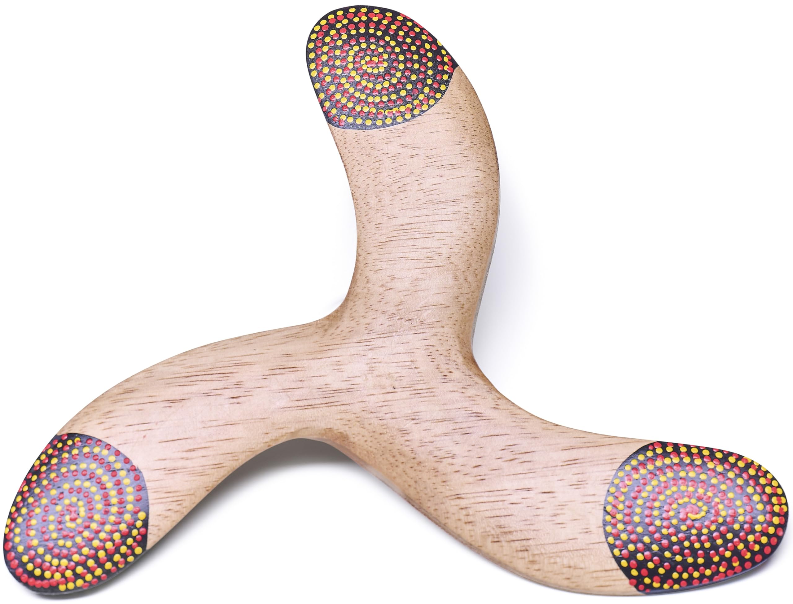 Australian Treasures Adventure Boomerang, Three Leaf Design, Red, Wood, 22cm, For Beginners, Sporty Outdoor Use