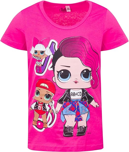 Lol Surprise Doll Girls Childrens Music Short Sleeve TShirt Pink 78