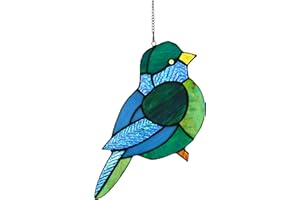 ALIVAGAR Stained Glass Window Hangings Sun Catchers Window Panel Ornament Blue Bird, 9" x 4"