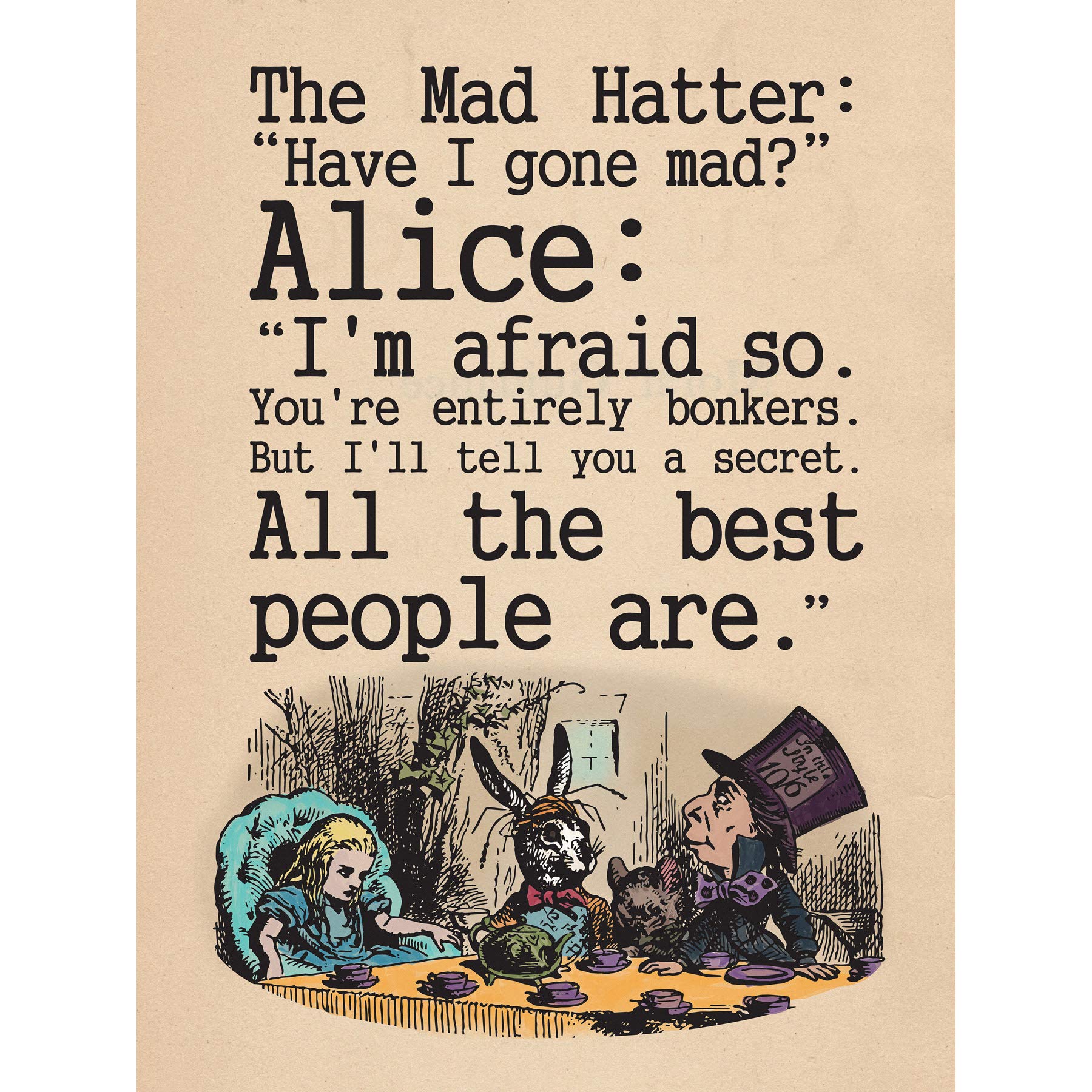 Wee Blue Coo Alice In Wonderland Mad Hatter Tea Party Large Wall Art Poster Print Thick Paper 18X24 Inch